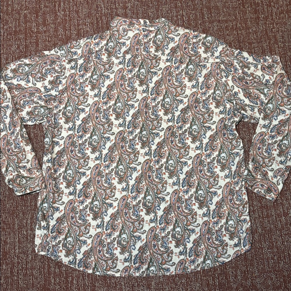 Multicolor Paisley Cotton Shirt bold pearl snap button front western long sleeve - Picture 8 of 12